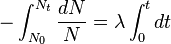 -\int_{N_0}^{N_t} \frac{dN}{N} = \lambda \int_{0}^t dt